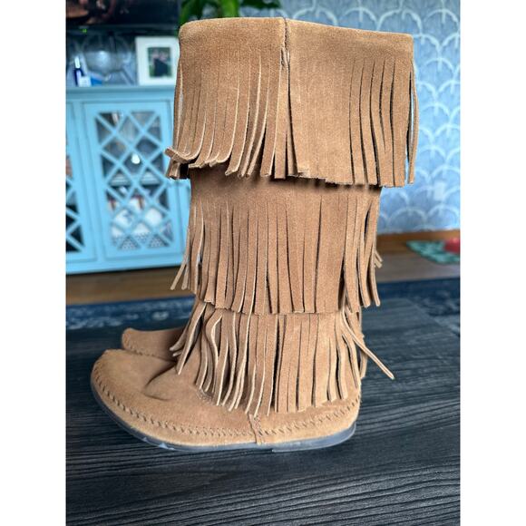 MINNETONKA Brown 3-Layer Fringe Boot - Picture 7 of 7